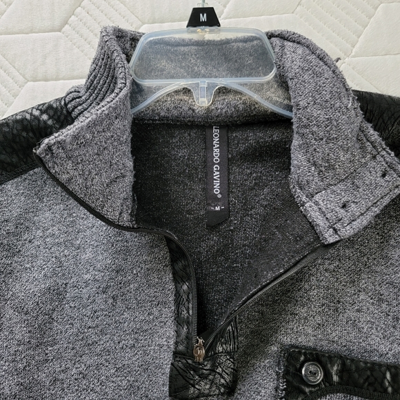 Gray Sweater with Black Shoulder Pads - Picture 2 of 3